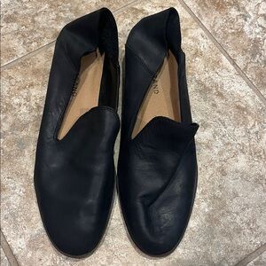 Lucky Brand Cahill Collapsible Heel Black Leather Flat Loafer Slip On Size 8.5
